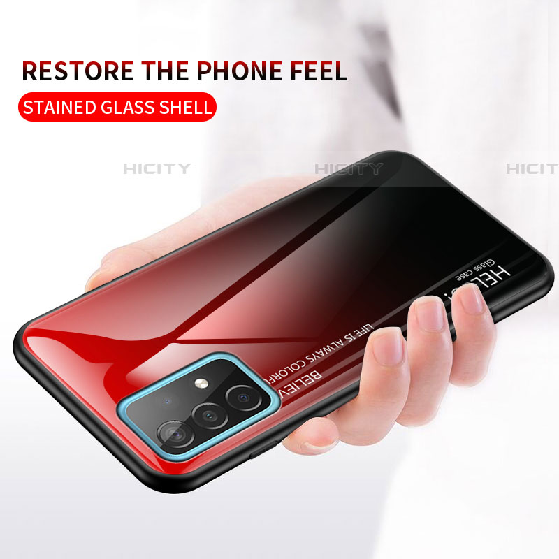Custodia Silicone Specchio Laterale Sfumato Arcobaleno Cover LS1 per Samsung Galaxy A52 5G
