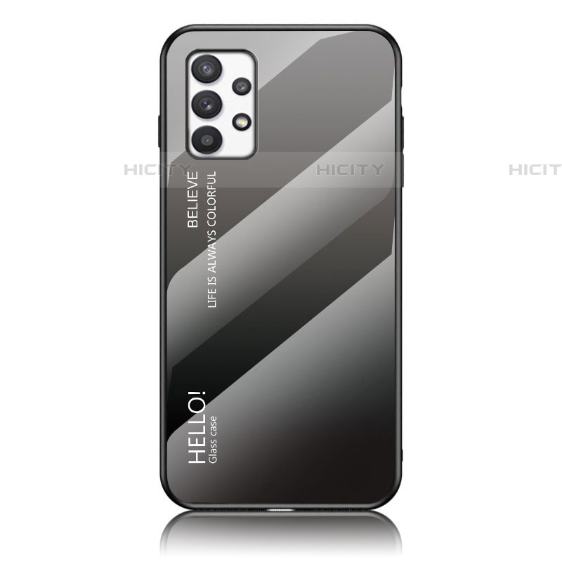 Custodia Silicone Specchio Laterale Sfumato Arcobaleno Cover LS1 per Samsung Galaxy A53 5G Grigio Scuro