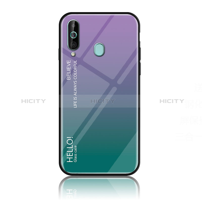 Custodia Silicone Specchio Laterale Sfumato Arcobaleno Cover LS1 per Samsung Galaxy A60