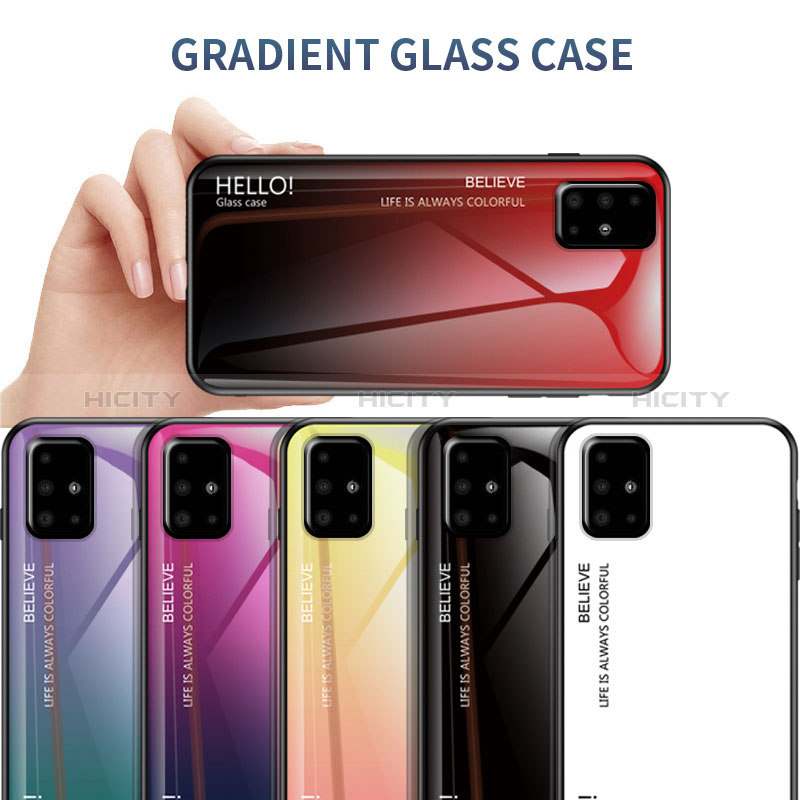 Custodia Silicone Specchio Laterale Sfumato Arcobaleno Cover LS1 per Samsung Galaxy A71 4G A715