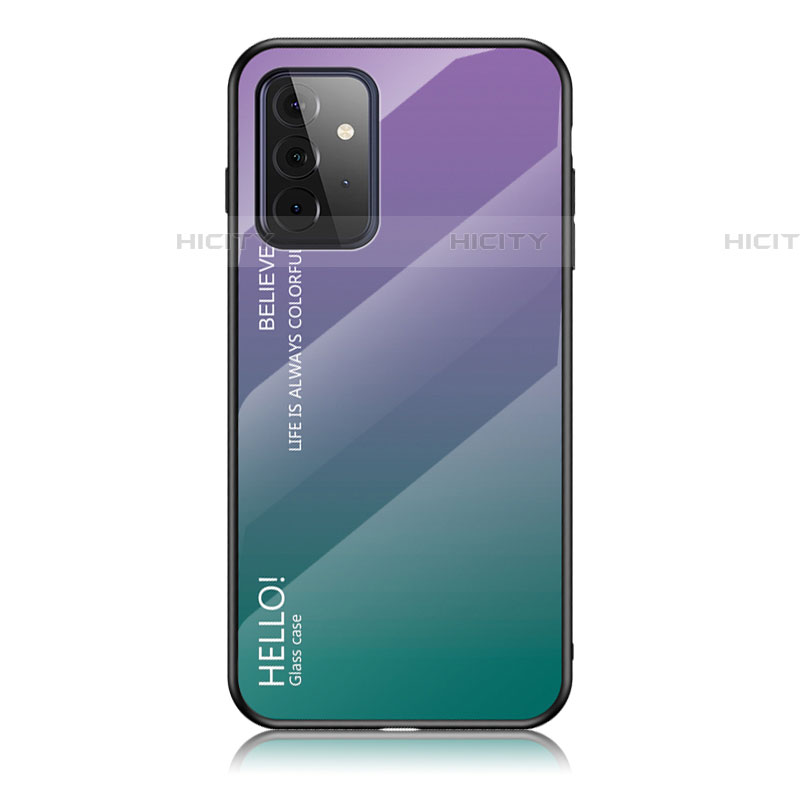 Custodia Silicone Specchio Laterale Sfumato Arcobaleno Cover LS1 per Samsung Galaxy A72 5G Multicolore