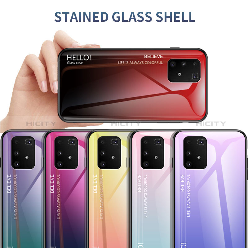 Custodia Silicone Specchio Laterale Sfumato Arcobaleno Cover LS1 per Samsung Galaxy A91
