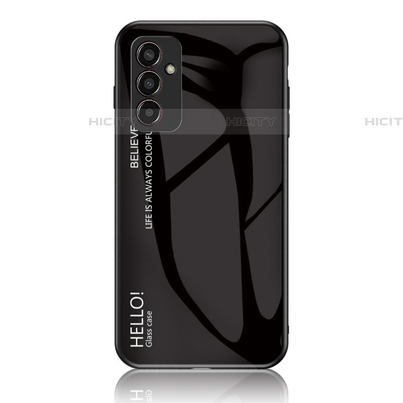 Custodia Silicone Specchio Laterale Sfumato Arcobaleno Cover LS1 per Samsung Galaxy F13 4G Nero