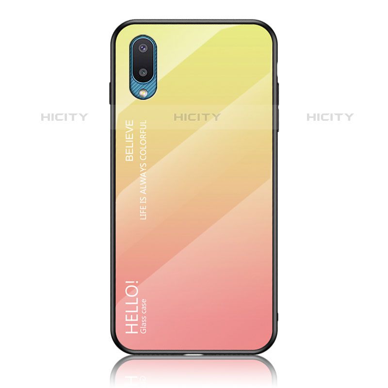 Custodia Silicone Specchio Laterale Sfumato Arcobaleno Cover LS1 per Samsung Galaxy M02