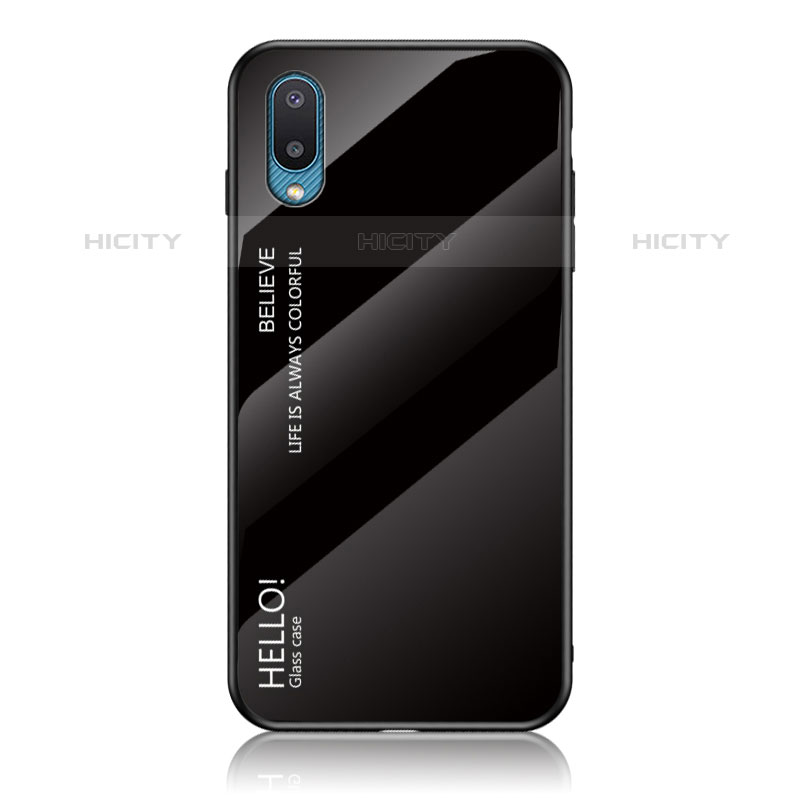 Custodia Silicone Specchio Laterale Sfumato Arcobaleno Cover LS1 per Samsung Galaxy M02 Nero