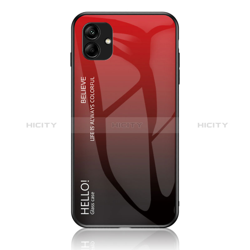 Custodia Silicone Specchio Laterale Sfumato Arcobaleno Cover LS1 per Samsung Galaxy M04 Rosso