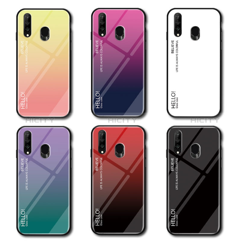 Custodia Silicone Specchio Laterale Sfumato Arcobaleno Cover LS1 per Samsung Galaxy M30