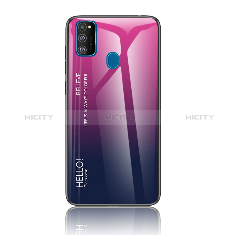 Custodia Silicone Specchio Laterale Sfumato Arcobaleno Cover LS1 per Samsung Galaxy M30s Rosa Caldo