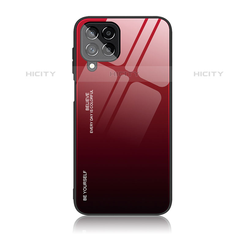 Custodia Silicone Specchio Laterale Sfumato Arcobaleno Cover LS1 per Samsung Galaxy M33 5G Rosso