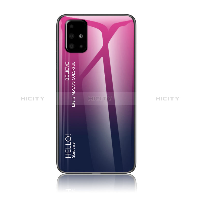 Custodia Silicone Specchio Laterale Sfumato Arcobaleno Cover LS1 per Samsung Galaxy M40S Rosa Caldo