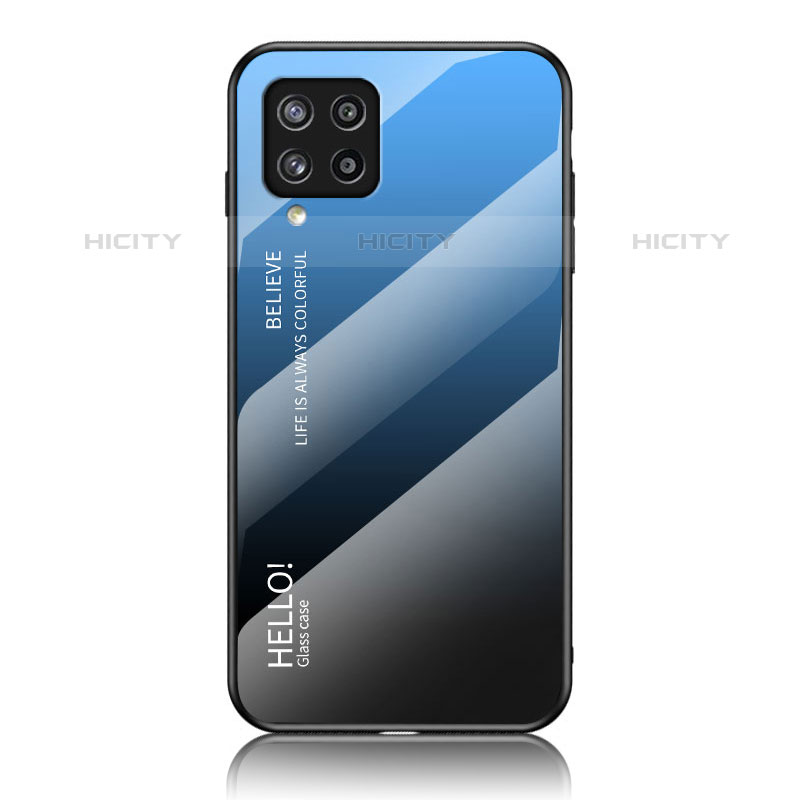 Custodia Silicone Specchio Laterale Sfumato Arcobaleno Cover LS1 per Samsung Galaxy M42 5G Blu