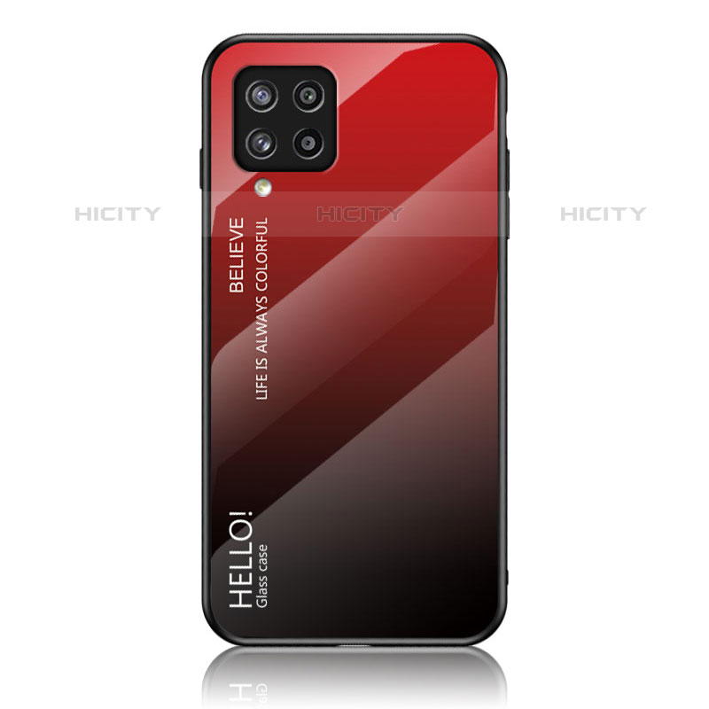 Custodia Silicone Specchio Laterale Sfumato Arcobaleno Cover LS1 per Samsung Galaxy M42 5G Rosso