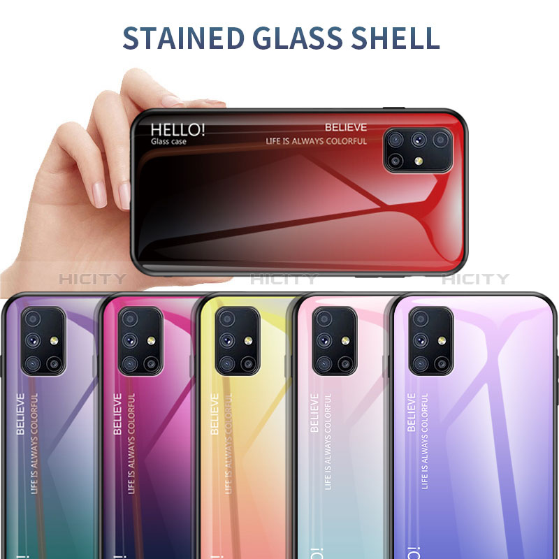 Custodia Silicone Specchio Laterale Sfumato Arcobaleno Cover LS1 per Samsung Galaxy M51