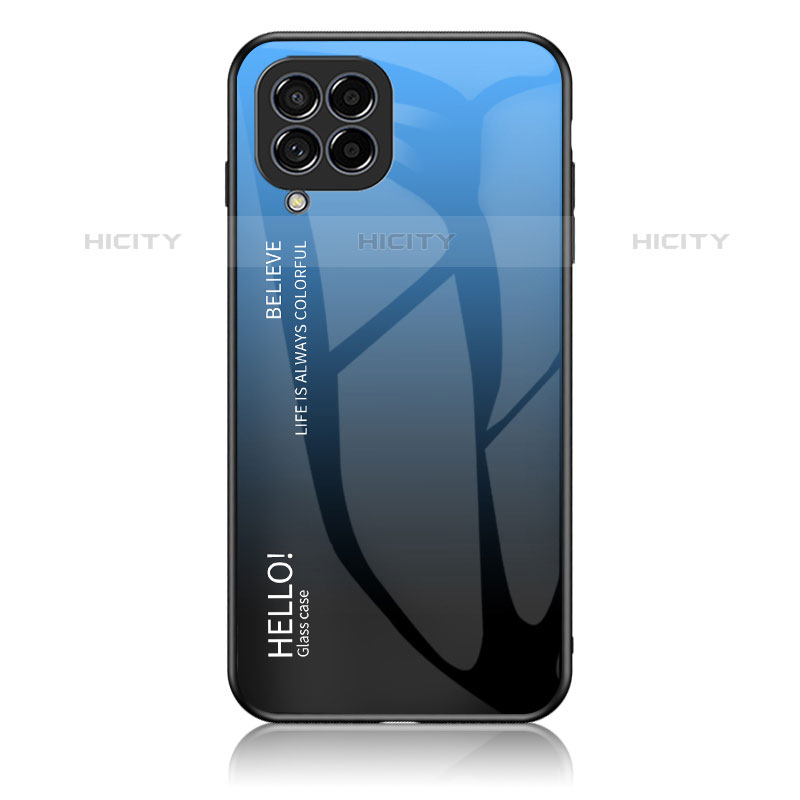 Custodia Silicone Specchio Laterale Sfumato Arcobaleno Cover LS1 per Samsung Galaxy M53 5G Blu