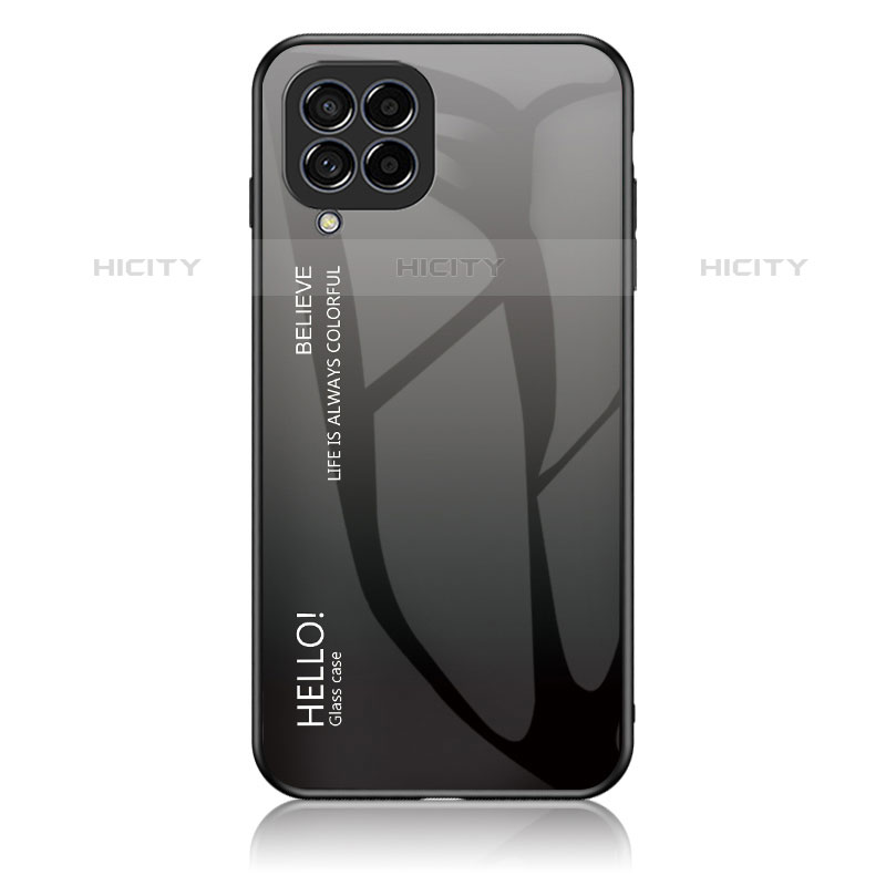 Custodia Silicone Specchio Laterale Sfumato Arcobaleno Cover LS1 per Samsung Galaxy M53 5G Grigio Scuro