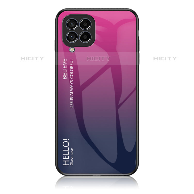 Custodia Silicone Specchio Laterale Sfumato Arcobaleno Cover LS1 per Samsung Galaxy M53 5G Rosa Caldo