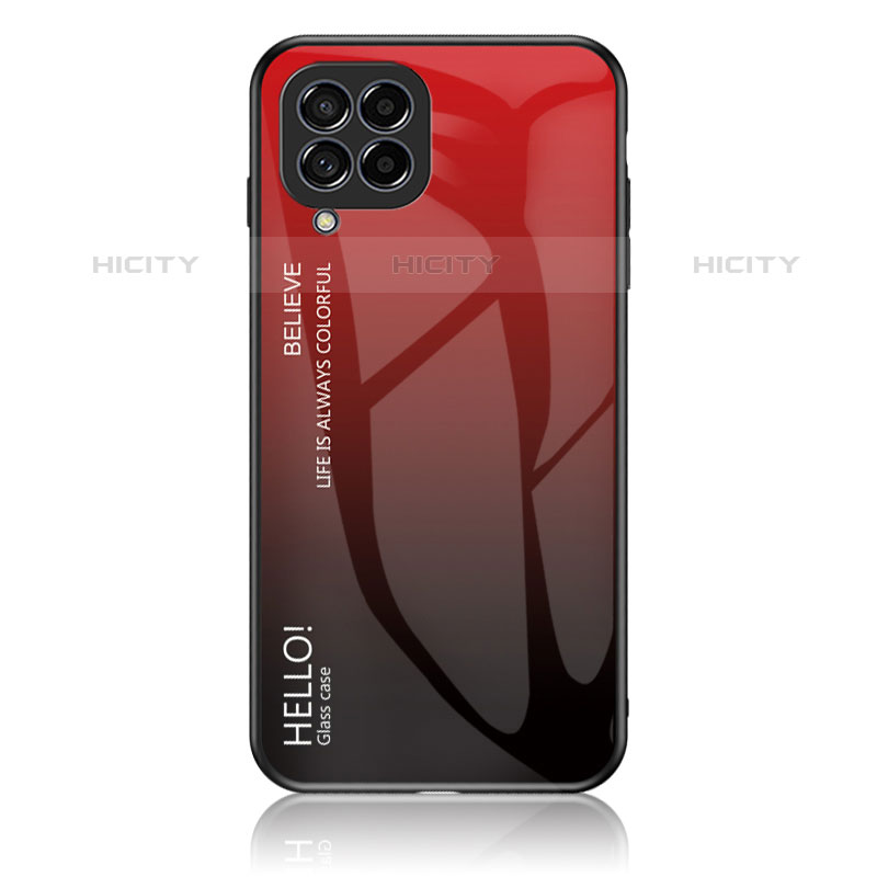 Custodia Silicone Specchio Laterale Sfumato Arcobaleno Cover LS1 per Samsung Galaxy M53 5G Rosso