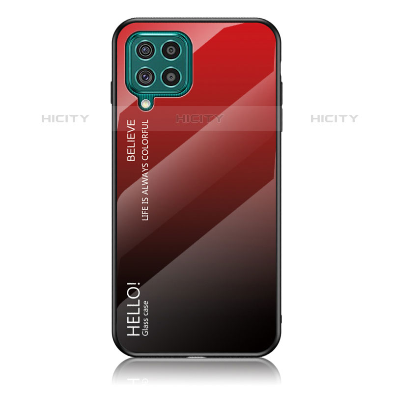 Custodia Silicone Specchio Laterale Sfumato Arcobaleno Cover LS1 per Samsung Galaxy M62 4G Rosso