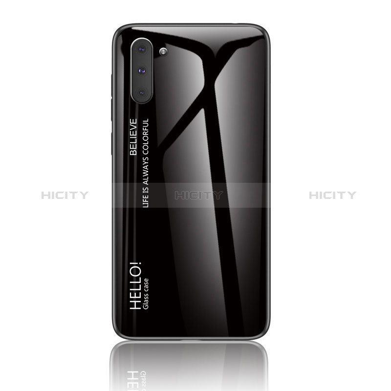 Custodia Silicone Specchio Laterale Sfumato Arcobaleno Cover LS1 per Samsung Galaxy Note 10 5G Nero