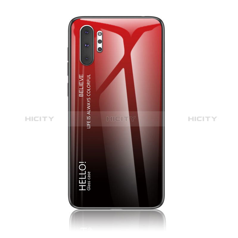 Custodia Silicone Specchio Laterale Sfumato Arcobaleno Cover LS1 per Samsung Galaxy Note 10 Plus 5G Rosso