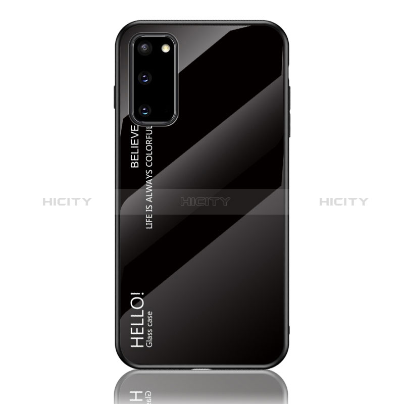Custodia Silicone Specchio Laterale Sfumato Arcobaleno Cover LS1 per Samsung Galaxy S20 5G Nero
