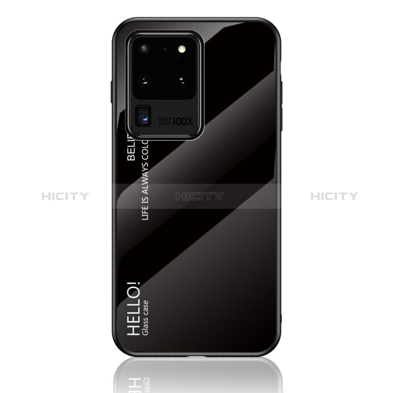 Custodia Silicone Specchio Laterale Sfumato Arcobaleno Cover LS1 per Samsung Galaxy S20 Ultra Nero