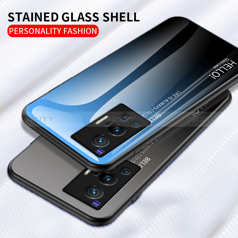 Custodia Silicone Specchio Laterale Sfumato Arcobaleno Cover LS1 per Vivo X70 Pro 5G