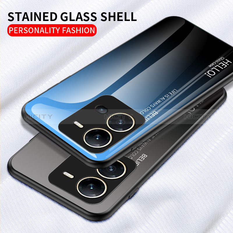 Custodia Silicone Specchio Laterale Sfumato Arcobaleno Cover LS1 per Vivo X80 Lite 5G