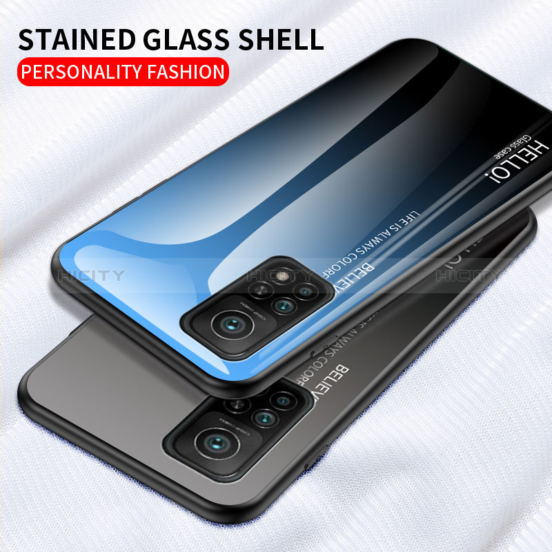 Custodia Silicone Specchio Laterale Sfumato Arcobaleno Cover LS1 per Xiaomi Mi 10T 5G