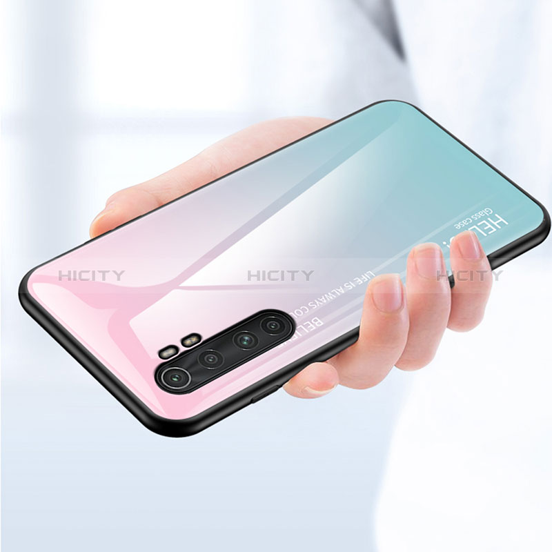 Custodia Silicone Specchio Laterale Sfumato Arcobaleno Cover LS1 per Xiaomi Mi Note 10 Lite