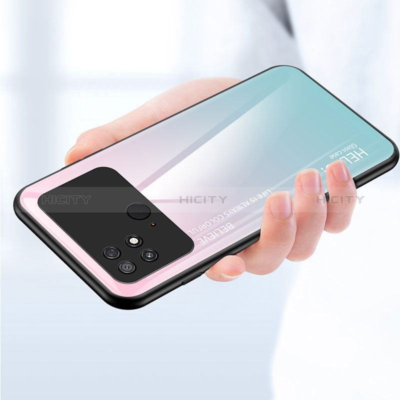Custodia Silicone Specchio Laterale Sfumato Arcobaleno Cover LS1 per Xiaomi Poco C40