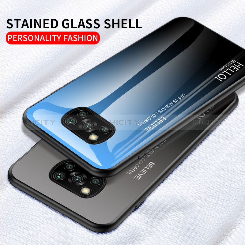 Custodia Silicone Specchio Laterale Sfumato Arcobaleno Cover LS1 per Xiaomi Poco X3 NFC