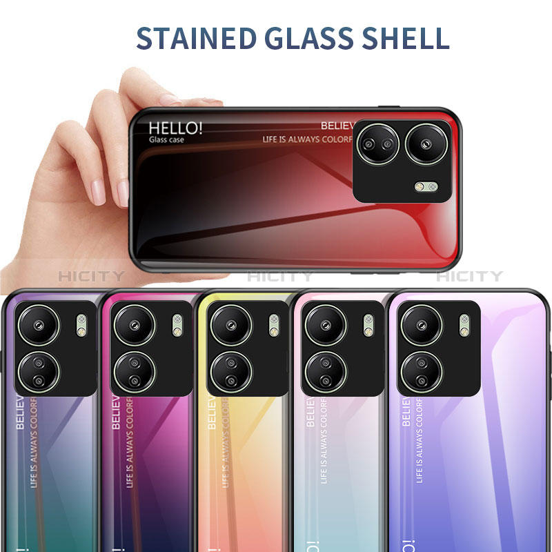 Custodia Silicone Specchio Laterale Sfumato Arcobaleno Cover LS1 per Xiaomi Redmi 13C