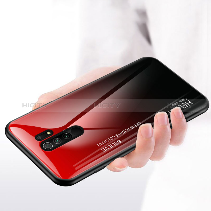 Custodia Silicone Specchio Laterale Sfumato Arcobaleno Cover LS1 per Xiaomi Redmi 9