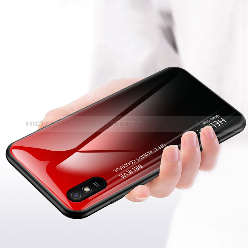 Custodia Silicone Specchio Laterale Sfumato Arcobaleno Cover LS1 per Xiaomi Redmi 9A