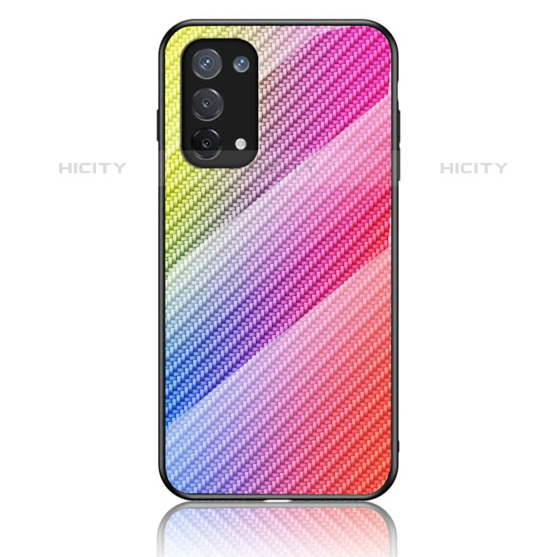 Custodia Silicone Specchio Laterale Sfumato Arcobaleno Cover LS2 per Oppo A74 4G