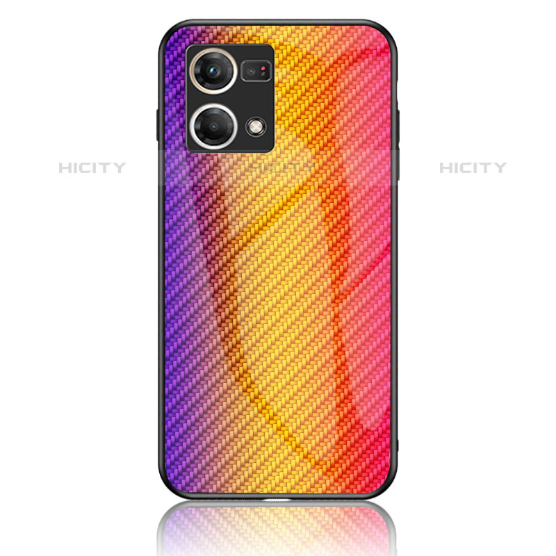 Custodia Silicone Specchio Laterale Sfumato Arcobaleno Cover LS2 per Oppo F21 Pro 4G Arancione