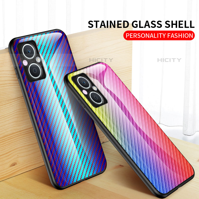 Custodia Silicone Specchio Laterale Sfumato Arcobaleno Cover LS2 per Oppo Reno7 Lite 5G