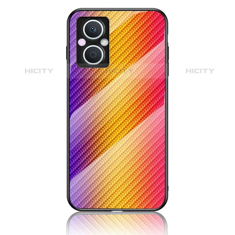 Custodia Silicone Specchio Laterale Sfumato Arcobaleno Cover LS2 per Oppo Reno7 Lite 5G Arancione