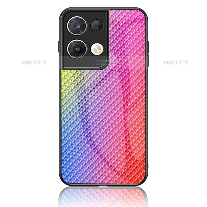 Custodia Silicone Specchio Laterale Sfumato Arcobaleno Cover LS2 per Oppo Reno8 Pro 5G