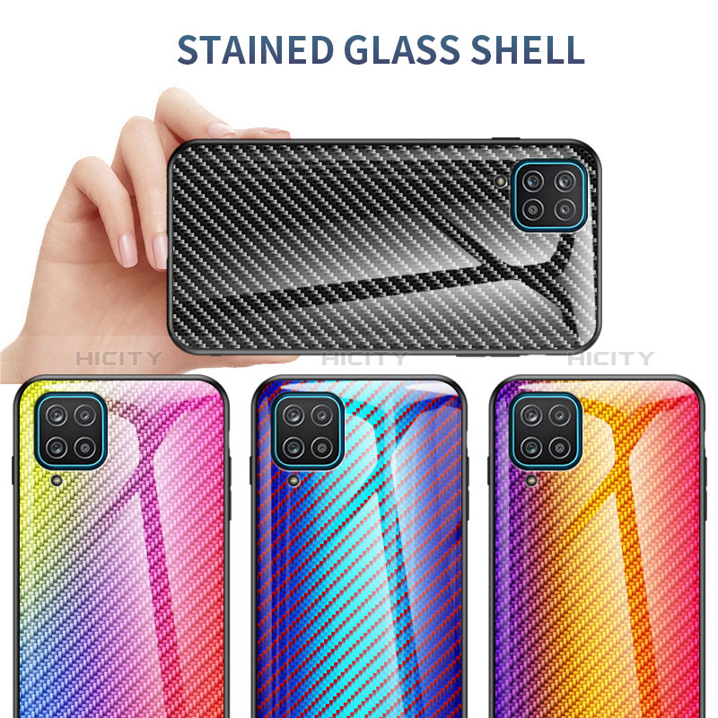 Custodia Silicone Specchio Laterale Sfumato Arcobaleno Cover LS2 per Samsung Galaxy A12