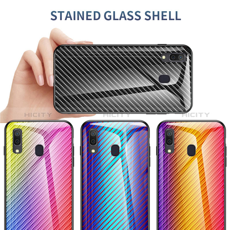 Custodia Silicone Specchio Laterale Sfumato Arcobaleno Cover LS2 per Samsung Galaxy A20