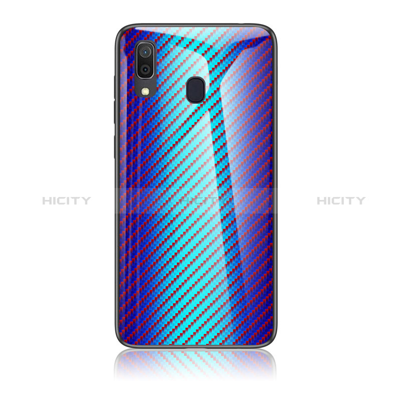 Custodia Silicone Specchio Laterale Sfumato Arcobaleno Cover LS2 per Samsung Galaxy M10S Blu