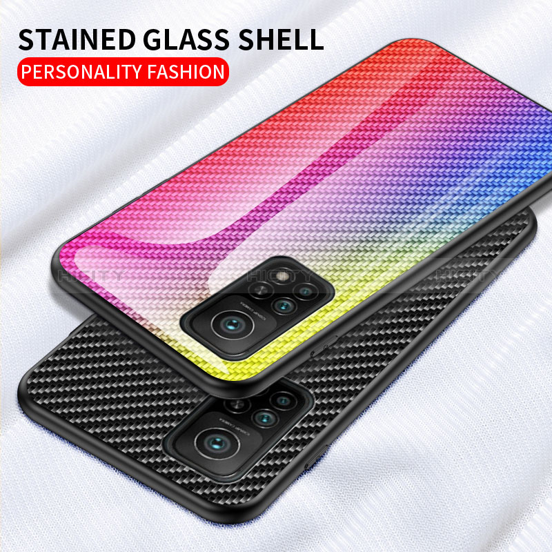 Custodia Silicone Specchio Laterale Sfumato Arcobaleno Cover LS2 per Xiaomi Mi 10T 5G