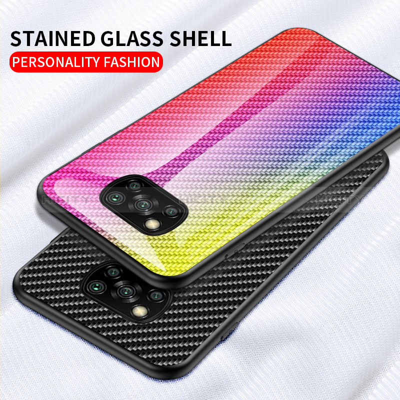 Custodia Silicone Specchio Laterale Sfumato Arcobaleno Cover LS2 per Xiaomi Poco X3 NFC