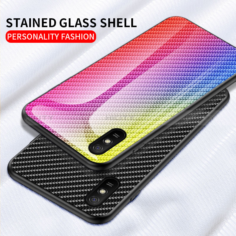 Custodia Silicone Specchio Laterale Sfumato Arcobaleno Cover LS2 per Xiaomi Redmi 9A