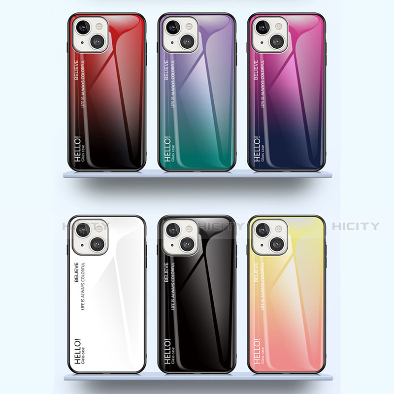 Custodia Silicone Specchio Laterale Sfumato Arcobaleno Cover M01 per Apple iPhone 13 Mini