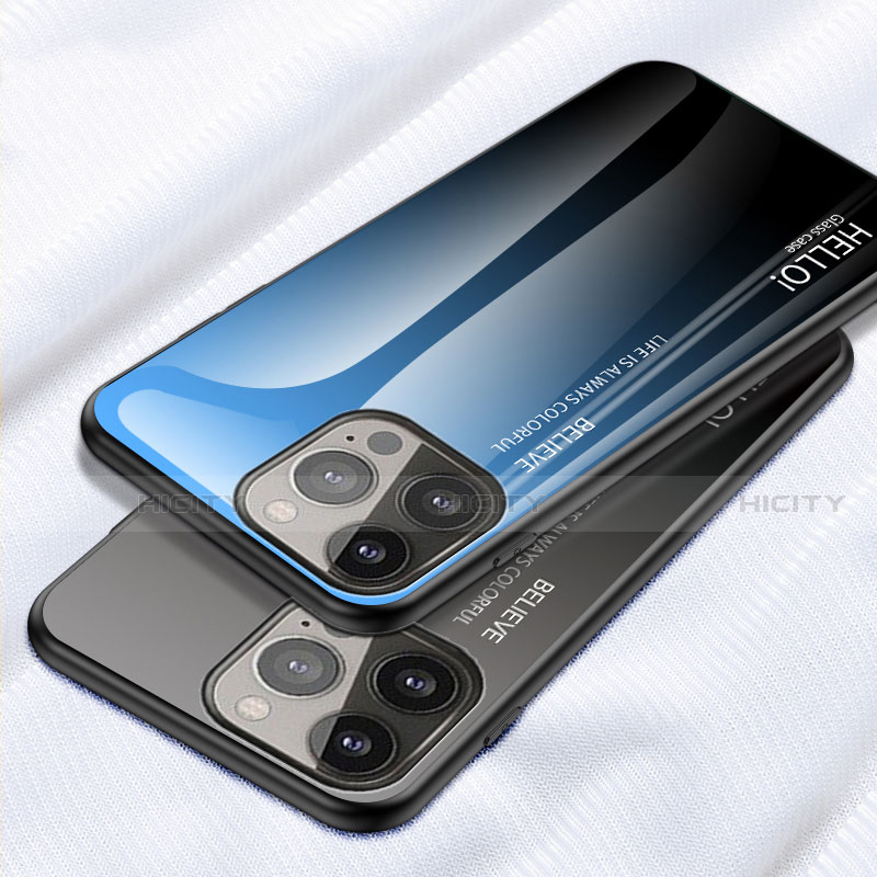 Custodia Silicone Specchio Laterale Sfumato Arcobaleno Cover M01 per Apple iPhone 15 Pro Max