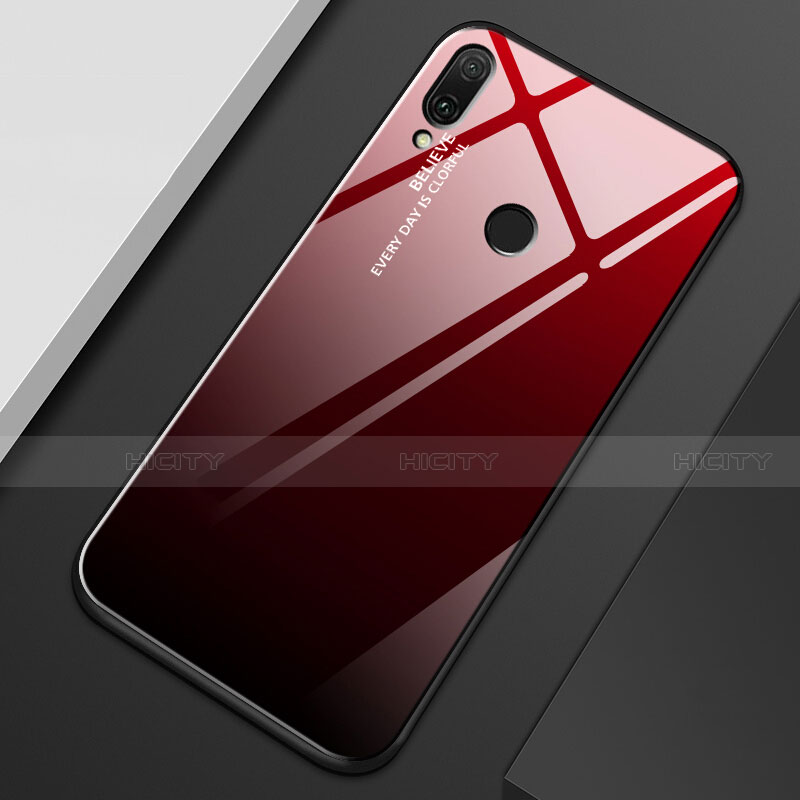 Custodia Silicone Specchio Laterale Sfumato Arcobaleno Cover M01 per Huawei Enjoy 9 Plus Rosso e Nero