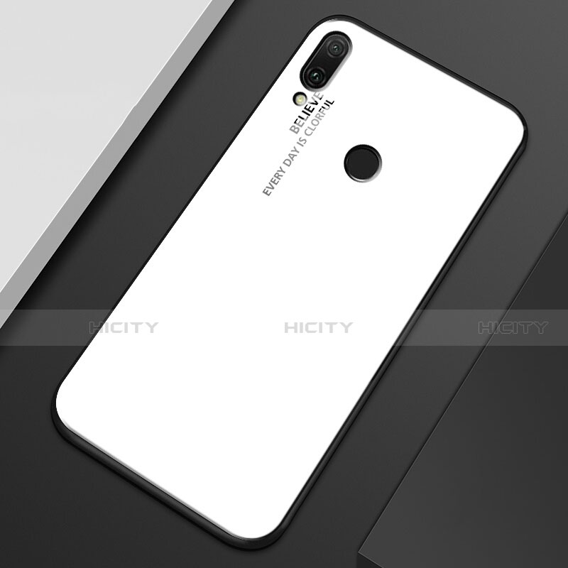 Custodia Silicone Specchio Laterale Sfumato Arcobaleno Cover M01 per Huawei Y9 (2019) Bianco